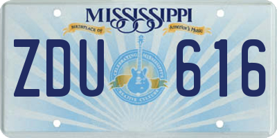 MS license plate ZDU616