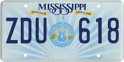 MS license plate ZDU618