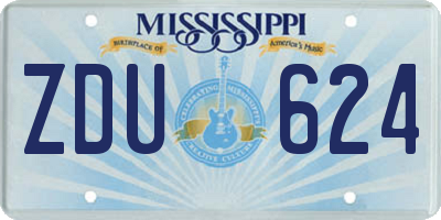 MS license plate ZDU624