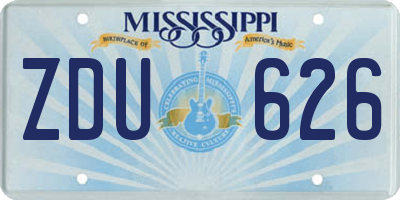 MS license plate ZDU626