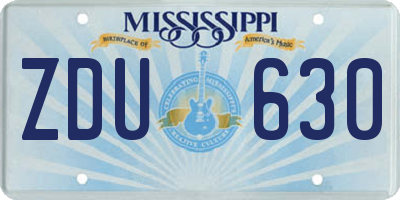 MS license plate ZDU630
