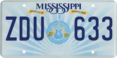 MS license plate ZDU633