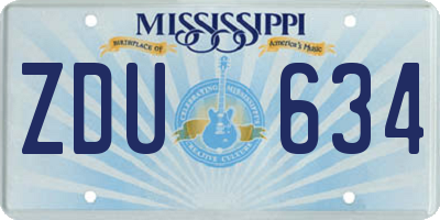 MS license plate ZDU634