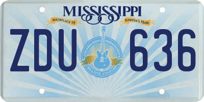 MS license plate ZDU636