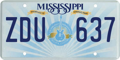 MS license plate ZDU637