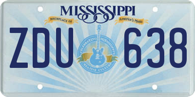 MS license plate ZDU638