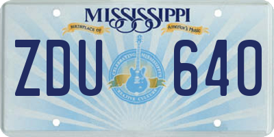 MS license plate ZDU640