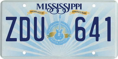 MS license plate ZDU641