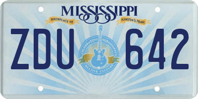 MS license plate ZDU642