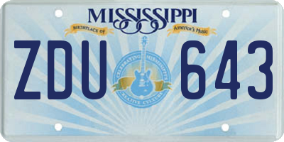 MS license plate ZDU643