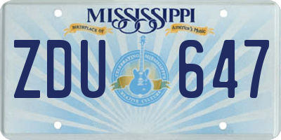 MS license plate ZDU647