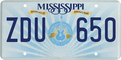 MS license plate ZDU650