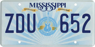 MS license plate ZDU652