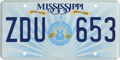 MS license plate ZDU653