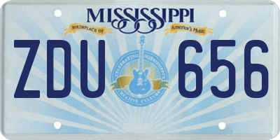 MS license plate ZDU656