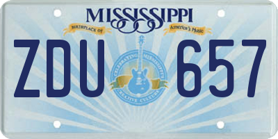 MS license plate ZDU657