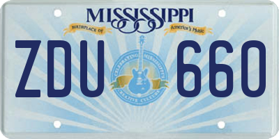 MS license plate ZDU660