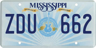 MS license plate ZDU662