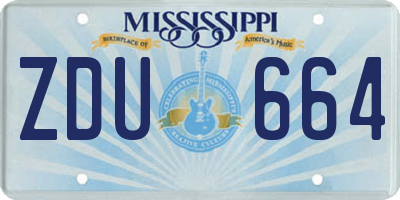 MS license plate ZDU664