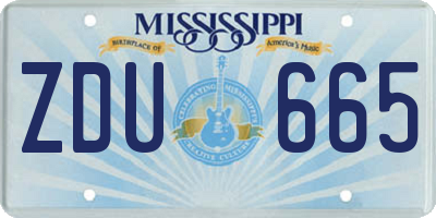 MS license plate ZDU665