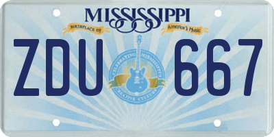 MS license plate ZDU667