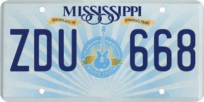 MS license plate ZDU668