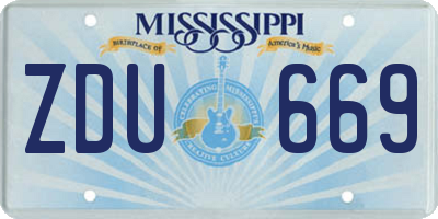MS license plate ZDU669