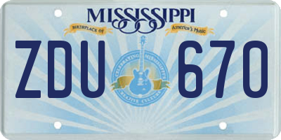 MS license plate ZDU670