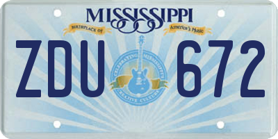 MS license plate ZDU672