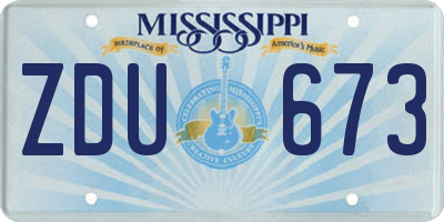 MS license plate ZDU673