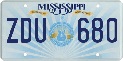 MS license plate ZDU680