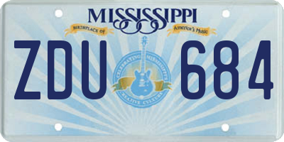 MS license plate ZDU684