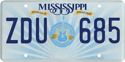 MS license plate ZDU685