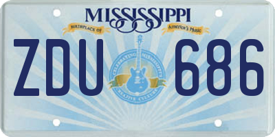 MS license plate ZDU686