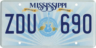 MS license plate ZDU690