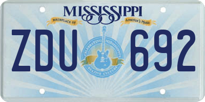 MS license plate ZDU692
