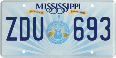 MS license plate ZDU693