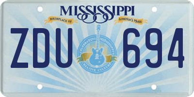 MS license plate ZDU694