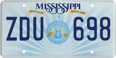 MS license plate ZDU698