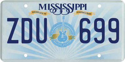 MS license plate ZDU699