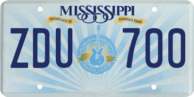 MS license plate ZDU700