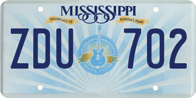 MS license plate ZDU702
