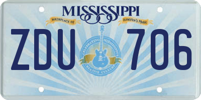 MS license plate ZDU706
