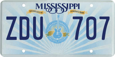 MS license plate ZDU707