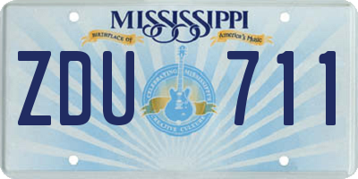 MS license plate ZDU711