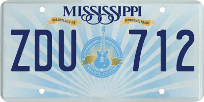 MS license plate ZDU712