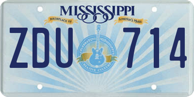 MS license plate ZDU714