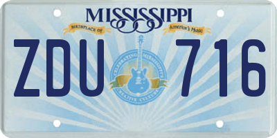 MS license plate ZDU716