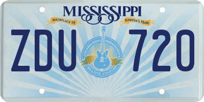 MS license plate ZDU720