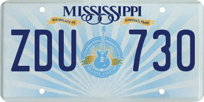 MS license plate ZDU730